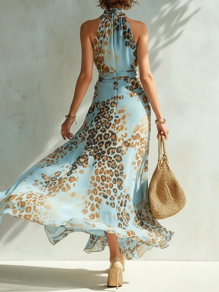 DESIREE - LONG GLAMOUR DRESS WITH ANIMAL PRINT