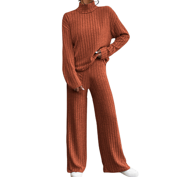 Women's Comfortable Two-Piece Knit Set with Ribbing