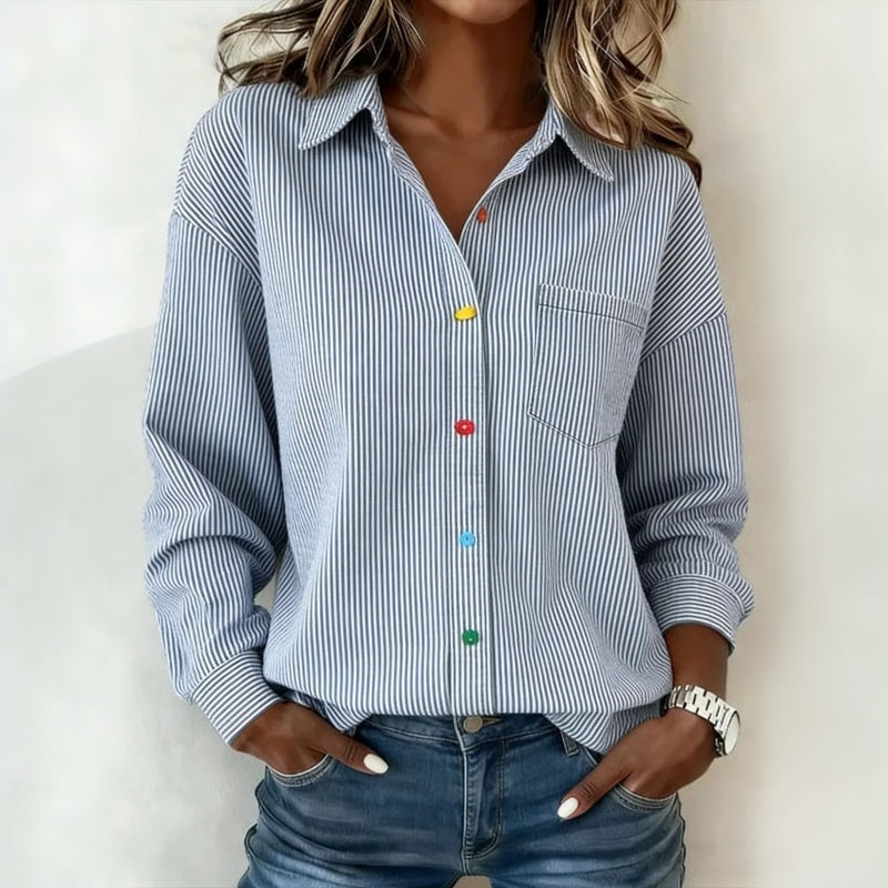 Rebeca™ | Casual Long Sleeve Striped Shirt