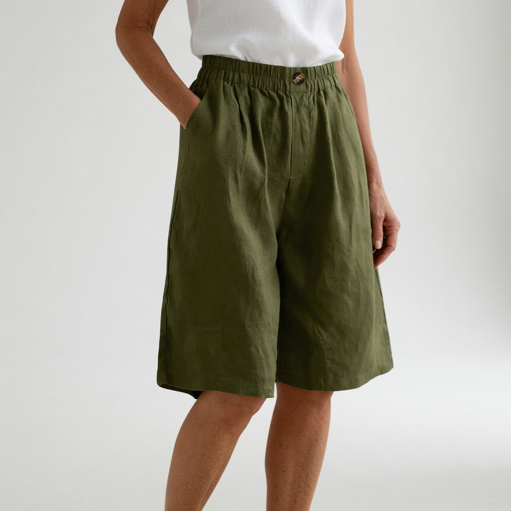 Wandeline™ | Comfortable Summer Natural Elastic Waist Wide Shorts