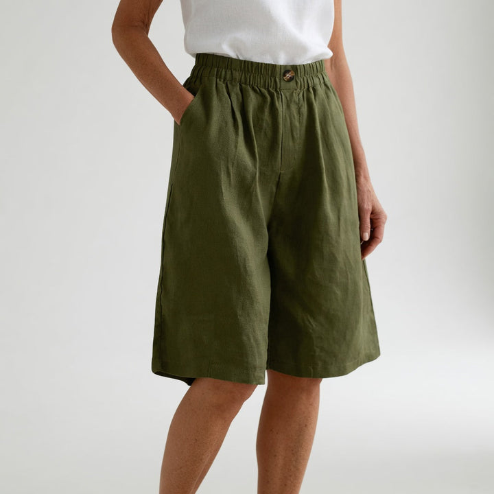 Wandeline™ | Comfortable Summer Natural Elastic Waist Wide Shorts