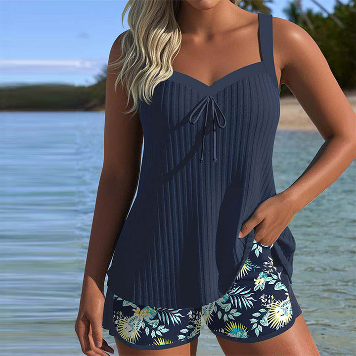 Julia | Striped Tankini with Two-Piece Swim Bottom
