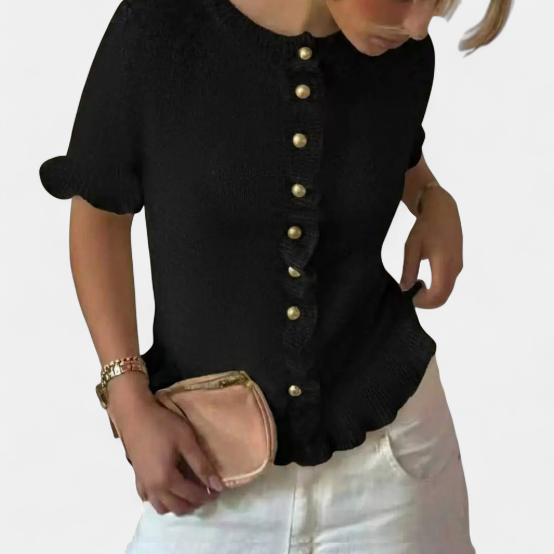 CÉLESTE™ – French Ruffle Knitted Cardigan