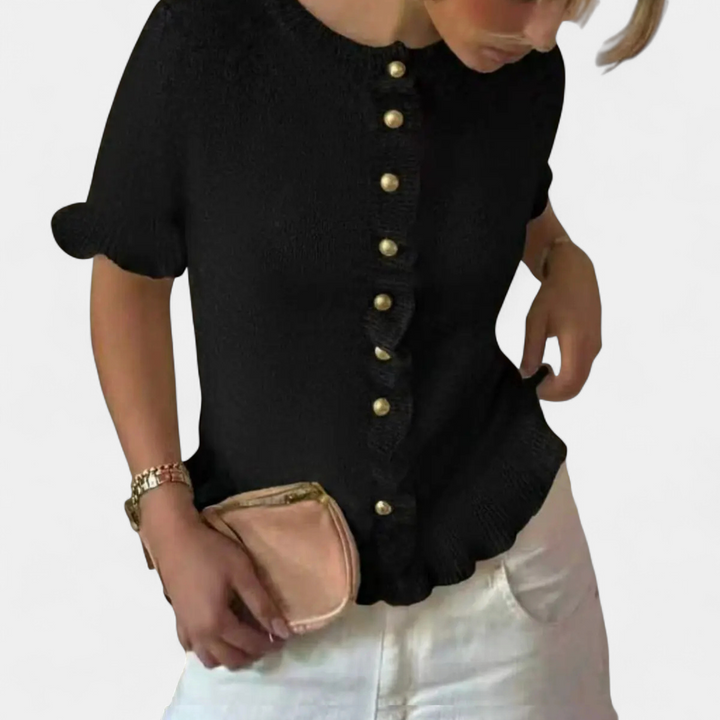 CÉLESTE™ – French Ruffle Knitted Cardigan