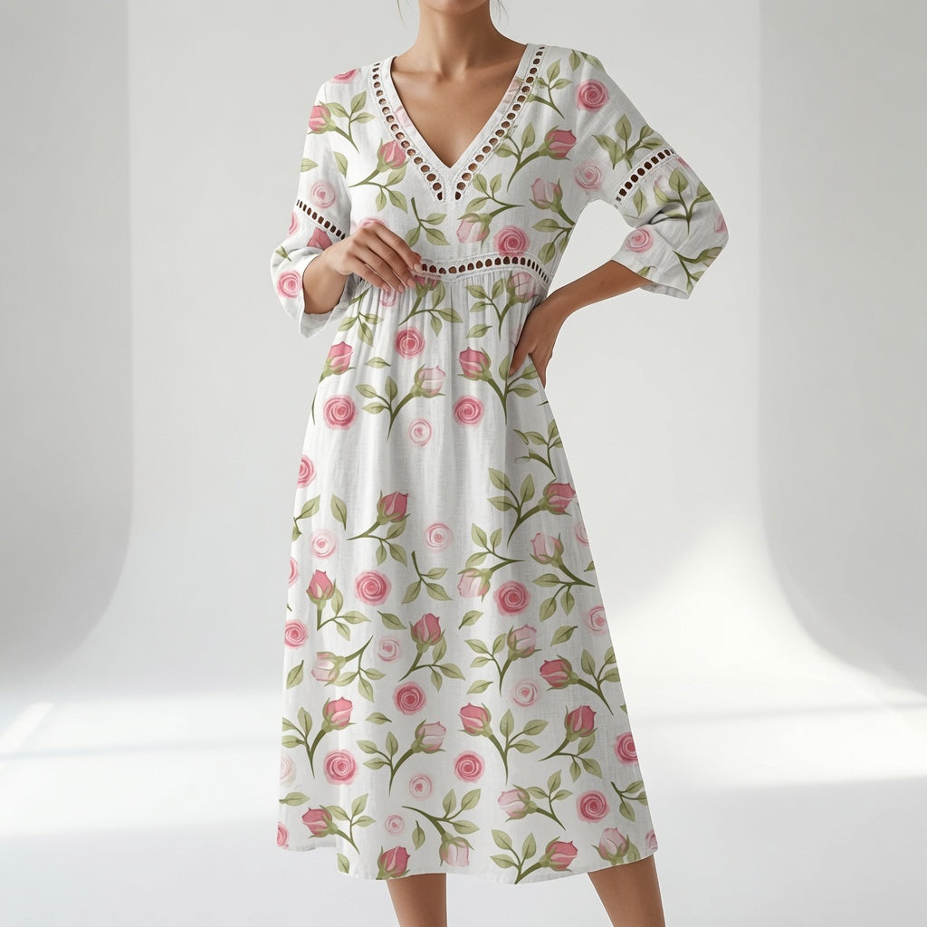 Maricella™ — Flowing Floral Dress Romantic Elegance