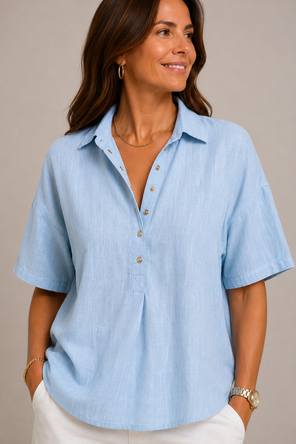 CHIC V-NECK BLOUSE FOR WOMEN