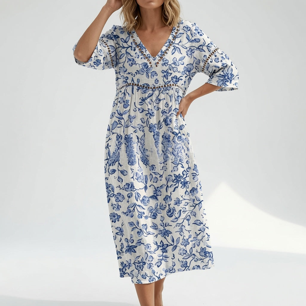 Maricella™ — Flowing Floral Dress Romantic Elegance