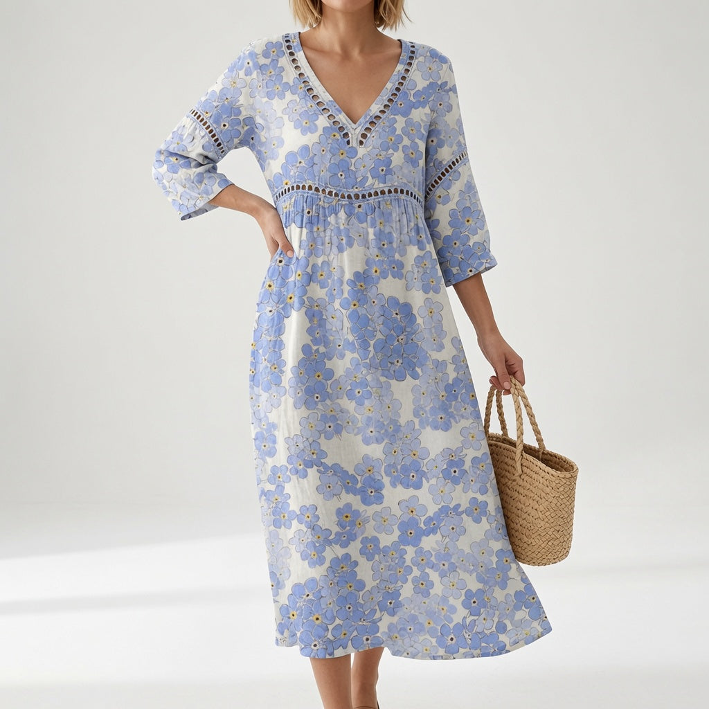 Maricella™ — Flowing Floral Dress Romantic Elegance
