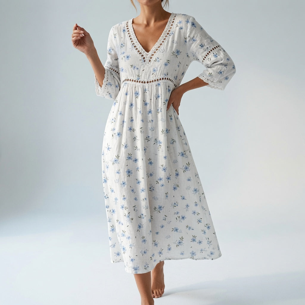 Maricella™ — Flowing Floral Dress Romantic Elegance