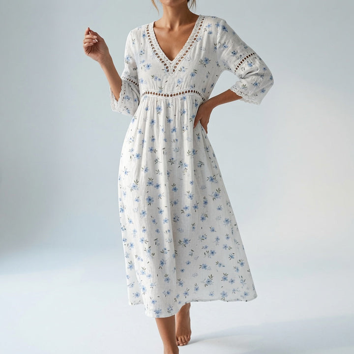 Maricella™ — Flowing Floral Dress Romantic Elegance