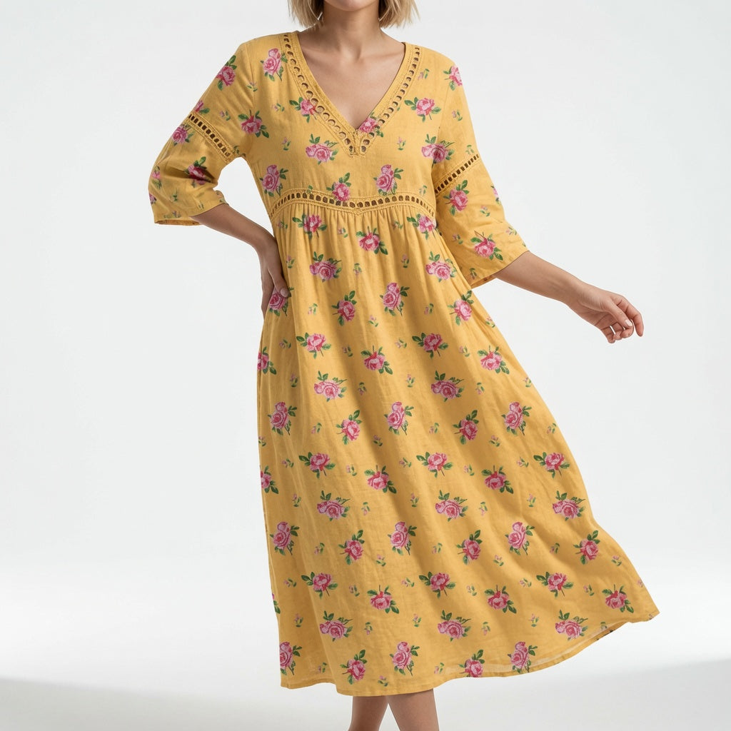 Maricella™ — Flowing Floral Dress Romantic Elegance