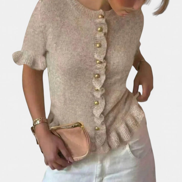 CÉLESTE™ – French Ruffle Knitted Cardigan