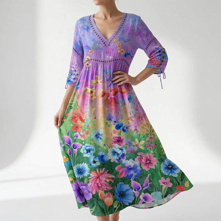 Maricella™ — Flowing Floral Dress Romantic Elegance