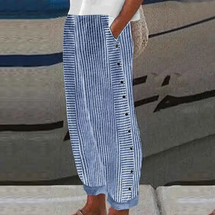 Sharon - Striped Seabreeze Button-Up Pants