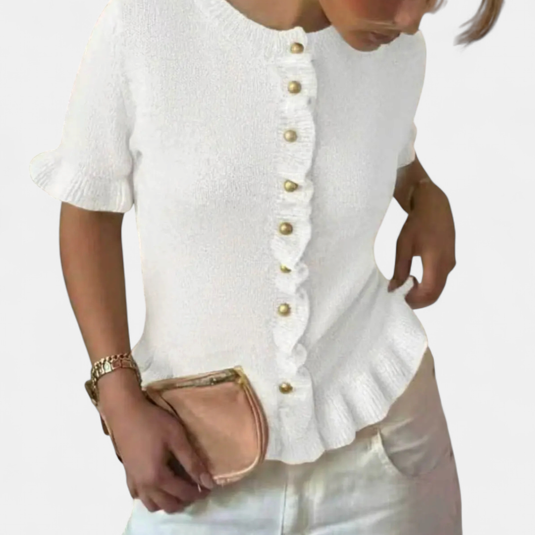 CÉLESTE™ – French Ruffle Knitted Cardigan