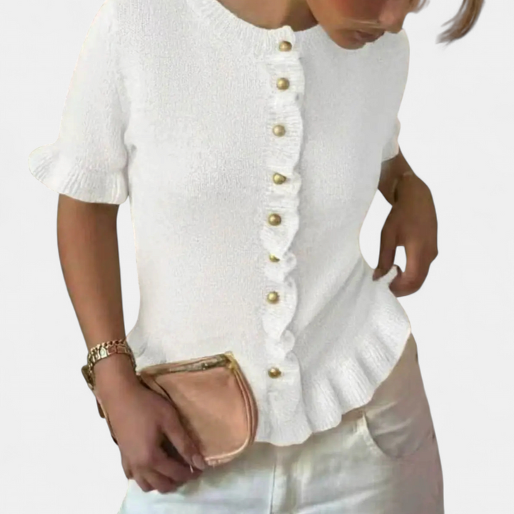 CÉLESTE™ – French Ruffle Knitted Cardigan