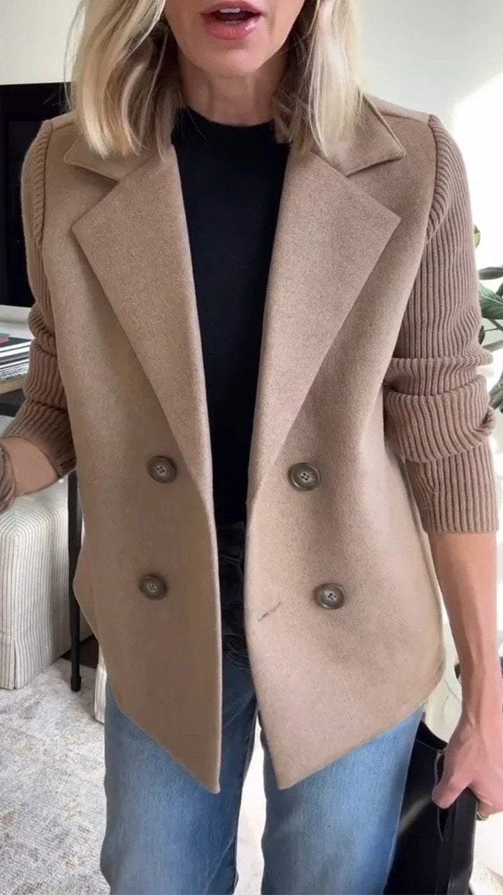 Corvielleen | Elegant Contrast-Sleeve Blazer