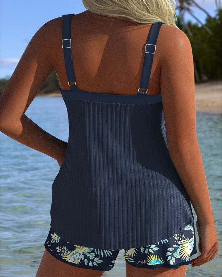 Julia | Striped Tankini with Two-Piece Swim Bottom