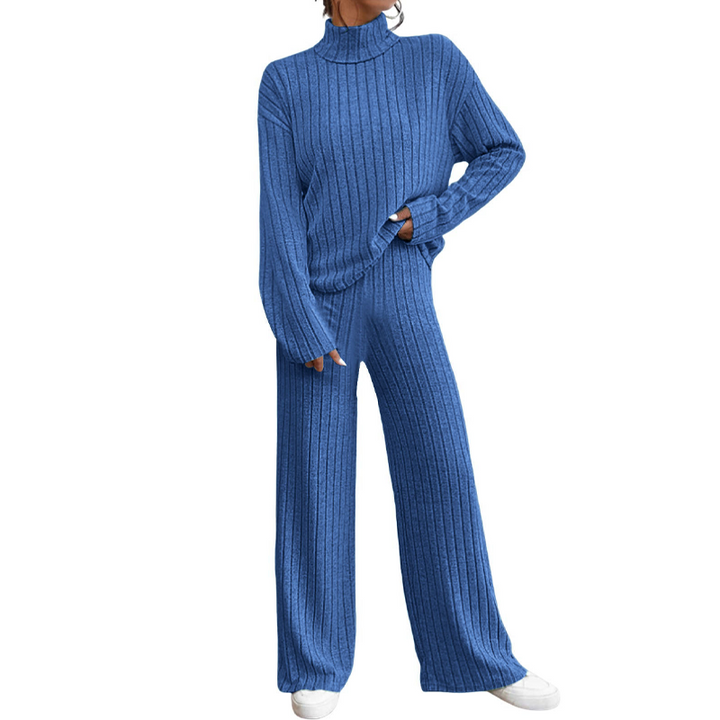 Women's Comfortable Two-Piece Knit Set with Ribbing