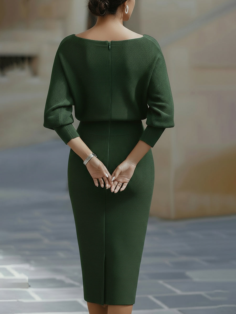 Lydia | Draped Batwing-Sleeve Dress for Women