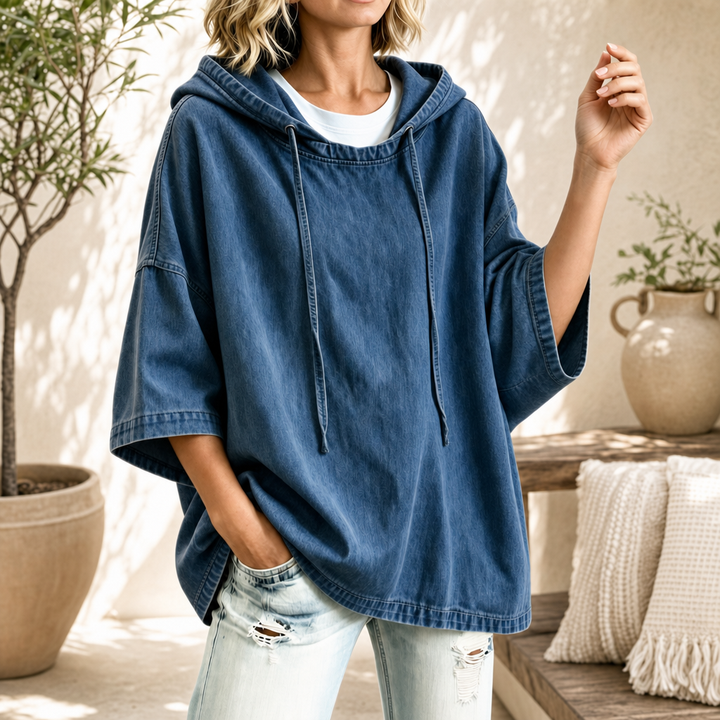 Mia | Denim Pullover Hoodie