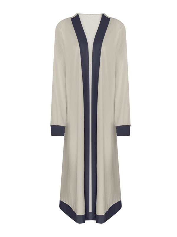 Contrasting Color Sleeveless Vest & Cardigan Jacket Trousers Set