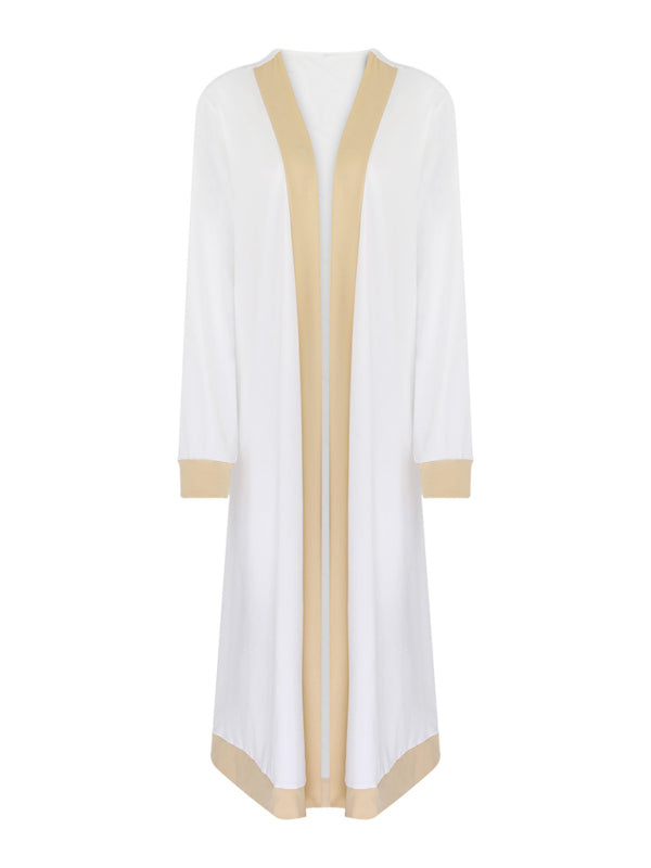 Contrasting Color Sleeveless Vest & Cardigan Jacket Trousers Set