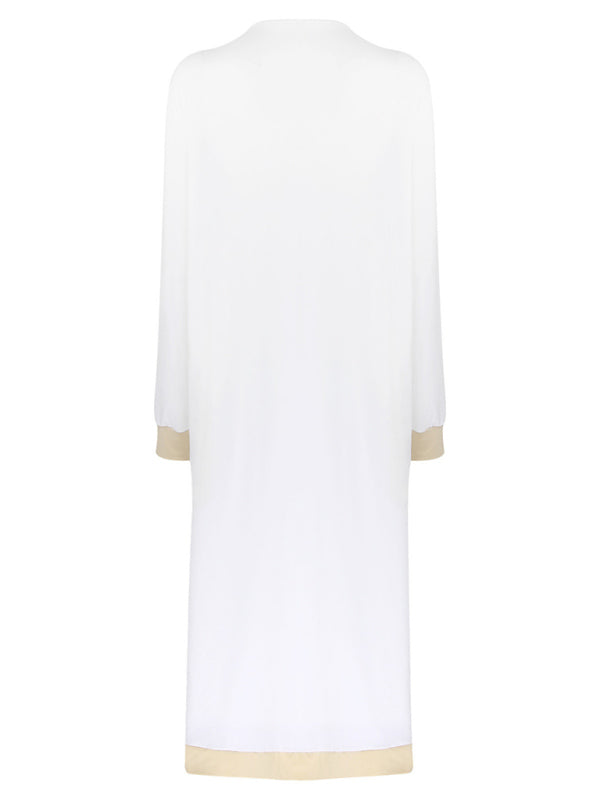 Contrasting Color Sleeveless Vest & Cardigan Jacket Trousers Set
