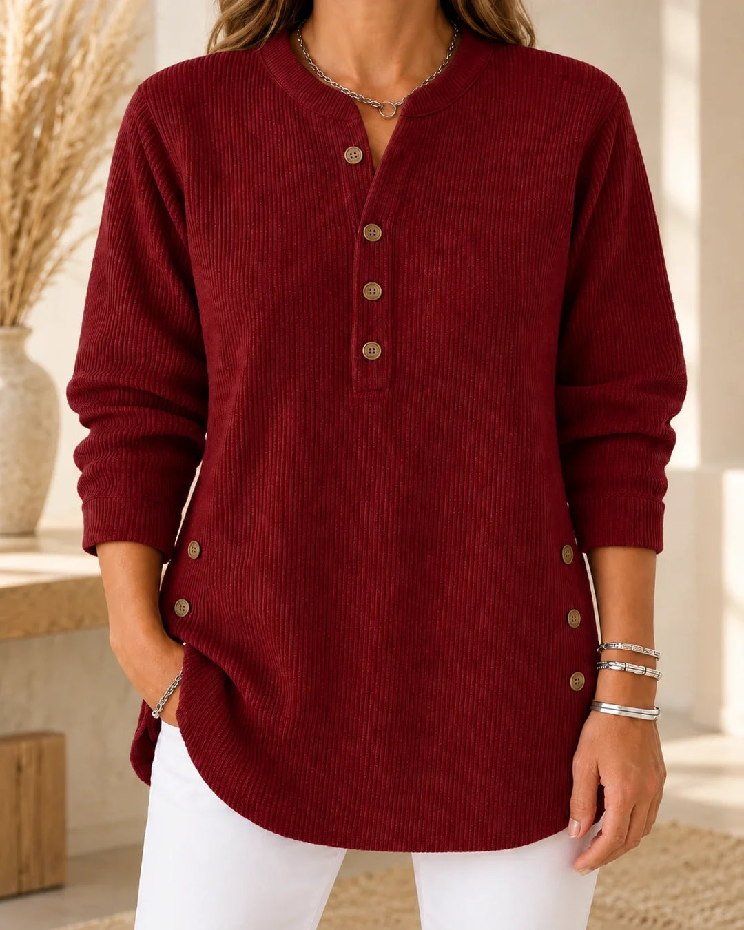 Nives | Buttoned Henley Tunic