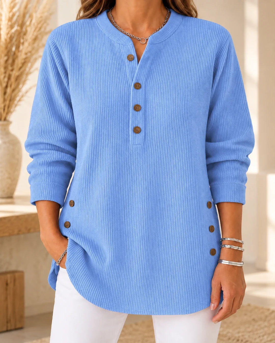Nives | Buttoned Henley Tunic