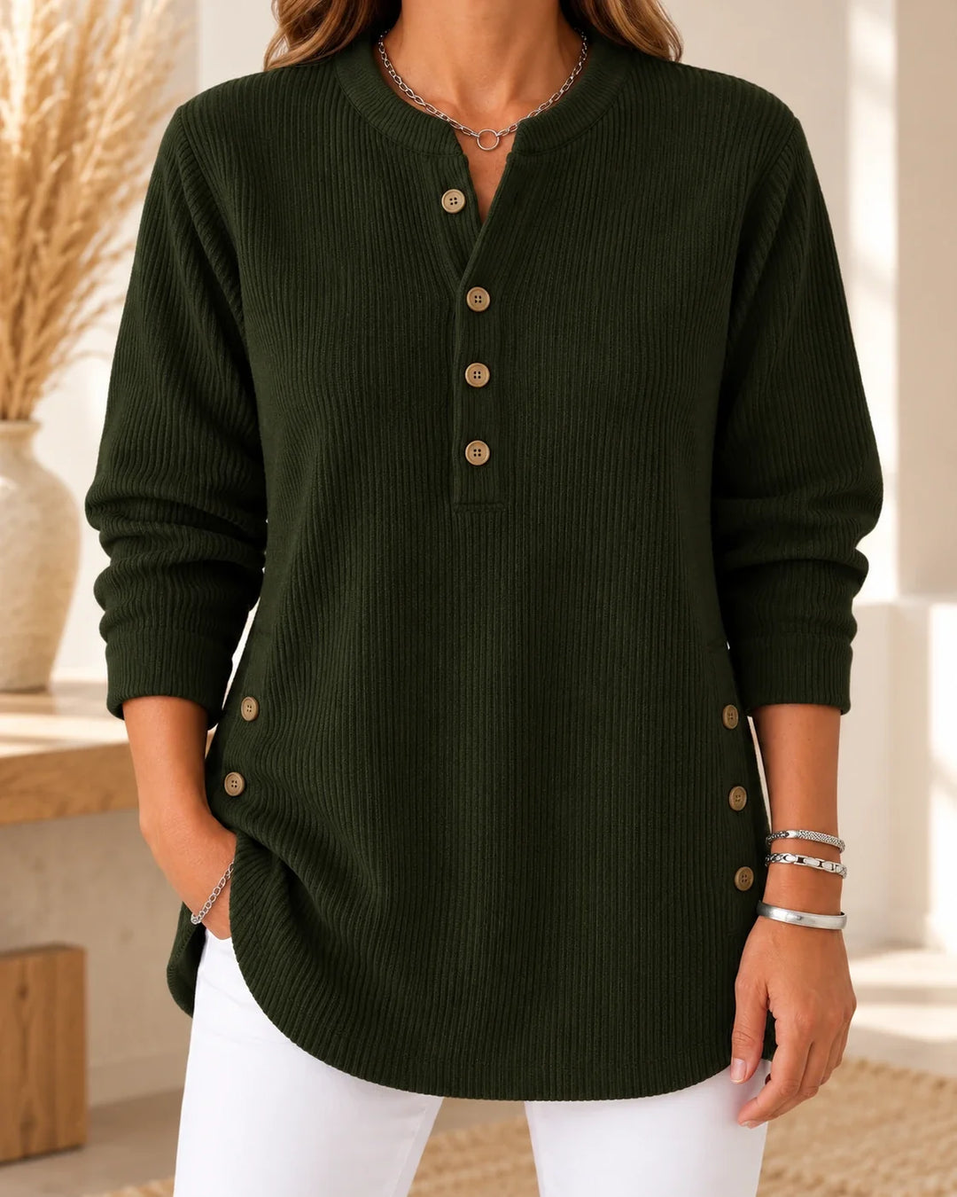 Nives | Buttoned Henley Tunic