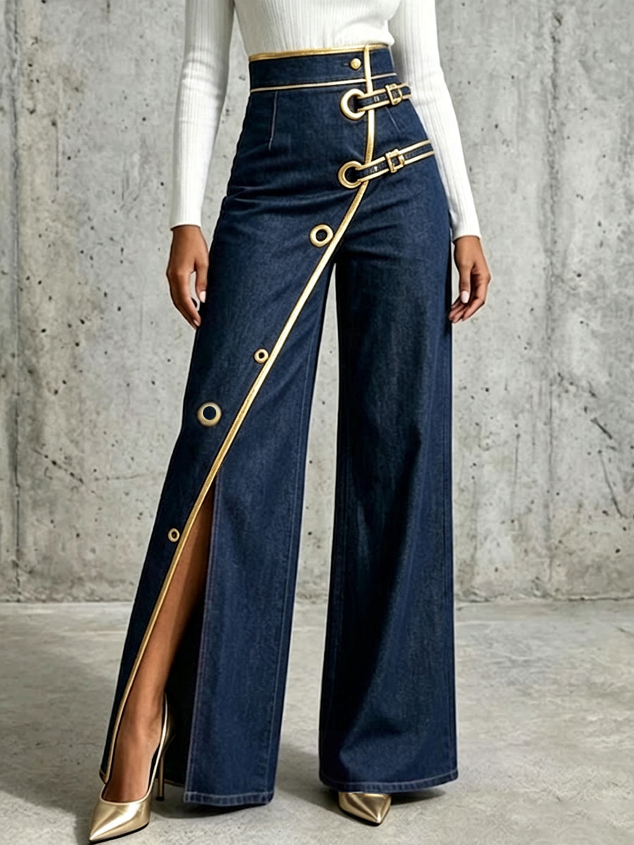 Savina | High-Waisted Wide-Leg Denim Trousers