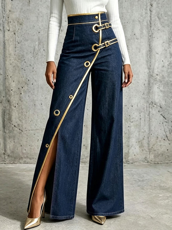 Savina | High-Waisted Wide-Leg Denim Trousers
