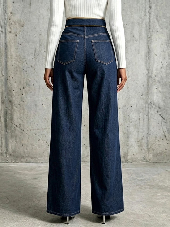 Savina | High-Waisted Wide-Leg Denim Trousers
