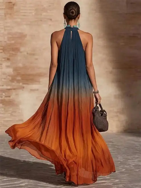 Paula | Long Halter/V Gradient Dress